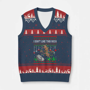 Xmas Marcus The Worm Meme V-Neck Knit Sweater Vest I Dont Like This Rock Brainrot Funny Ugly Xmas TS10 Navy Red Print Your Wear