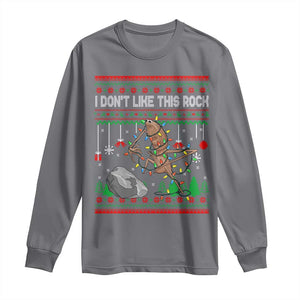 Christmas Marcus The Worm Meme Long Sleeve Shirt I Dont Like This Rock Brainrot Funny Ugly Xmas TS10 Charcoal Print Your Wear