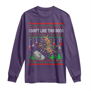Christmas Marcus The Worm Meme Long Sleeve Shirt I Dont Like This Rock Brainrot Funny Ugly Xmas TS10 Purple Print Your Wear