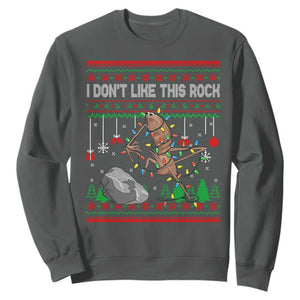 Christmas Marcus The Worm Meme Sweatshirt I Dont Like This Rock Brainrot Funny Ugly Xmas TS10 Dark Heather Print Your Wear