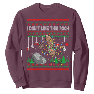 Christmas Marcus The Worm Meme Sweatshirt I Dont Like This Rock Brainrot Funny Ugly Xmas TS10 Maroon Print Your Wear