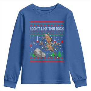 Christmas Marcus The Worm Meme Youth Sweatshirt I Dont Like This Rock Brainrot Funny Ugly Xmas TS10 Royal Blue Print Your Wear
