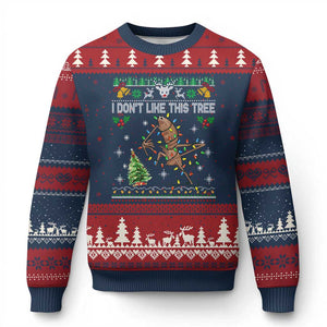 Marcus The Worm Xmas Meme Ugly Christmas Sweater I Dont Like This Tree Brainrot Funny Ugly Xmas TS10 Navy Red Print Your Wear
