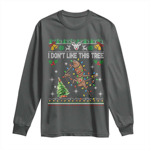 Marcus The Worm Christmas Meme Long Sleeve Shirt I Dont Like This Tree Brainrot Funny Ugly Xmas TS10 Dark Heather Print Your Wear