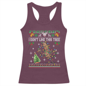 Marcus The Worm Christmas Meme Racerback Tank Top I Dont Like This Tree Brainrot Funny Ugly Xmas TS10 Maroon Print Your Wear