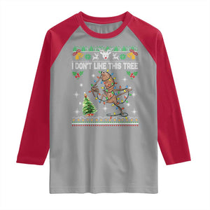 Marcus The Worm Christmas Meme Raglan Shirt I Dont Like This Tree Brainrot Funny Ugly Xmas TS10 Sport Gray Red Print Your Wear