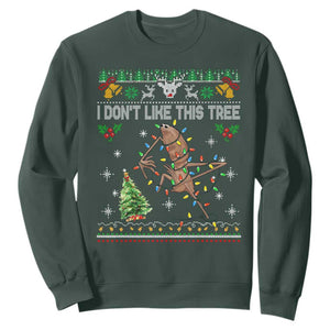 Marcus The Worm Christmas Meme Sweatshirt I Dont Like This Tree Brainrot Funny Ugly Xmas TS10 Dark Forest Green Print Your Wear