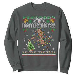 Marcus The Worm Christmas Meme Sweatshirt I Dont Like This Tree Brainrot Funny Ugly Xmas TS10 Dark Heather Print Your Wear