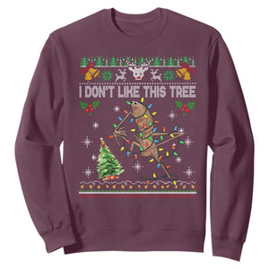 Marcus The Worm Christmas Meme Sweatshirt I Dont Like This Tree Brainrot Funny Ugly Xmas TS10 Maroon Print Your Wear