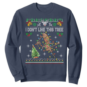 Marcus The Worm Christmas Meme Sweatshirt I Dont Like This Tree Brainrot Funny Ugly Xmas TS10 Navy Print Your Wear