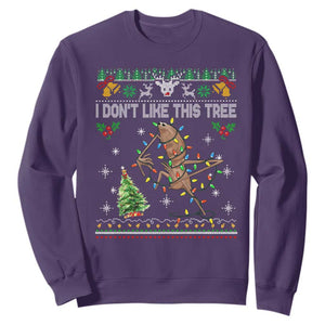 Marcus The Worm Christmas Meme Sweatshirt I Dont Like This Tree Brainrot Funny Ugly Xmas TS10 Purple Print Your Wear
