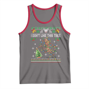 Marcus The Worm Christmas Meme Tank Top I Dont Like This Tree Brainrot Funny Ugly Xmas TS10 Deep Heather Red Print Your Wear