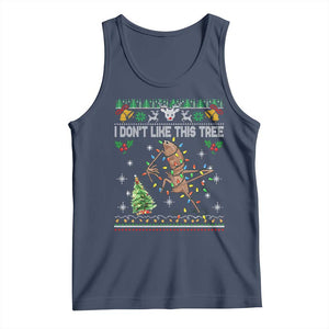 Marcus The Worm Christmas Meme Tank Top I Dont Like This Tree Brainrot Funny Ugly Xmas TS10 Navy Print Your Wear
