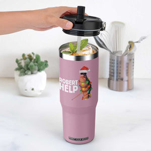 Marcus The Worm Christmas Flip Straw Tumbler Robert Help Internet Weirdcore Brainrot Humor TS10 One Size: 30 oz Light Pink Print Your Wear