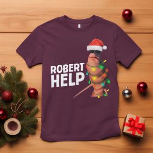 Marcus The Worm Christmas T Shirt Robert Help Internet Weirdcore Brainrot Humor TS10 Maroon Print Your Wear