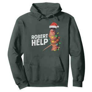 Marcus The Worm Christmas Hoodie Robert Help Internet Weirdcore Brainrot Humor TS10 Dark Forest Green Print Your Wear