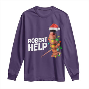 Marcus The Worm Christmas Long Sleeve Shirt Robert Help Internet Weirdcore Brainrot Humor TS10 Purple Print Your Wear