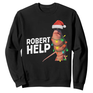 Marcus The Worm Christmas Sweatshirt Robert Help Internet Weirdcore Brainrot Humor TS10 Black Print Your Wear