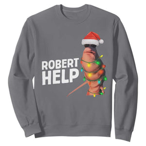 Marcus The Worm Christmas Sweatshirt Robert Help Internet Weirdcore Brainrot Humor TS10 Charcoal Print Your Wear