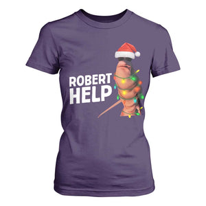 Marcus The Worm Christmas T Shirt For Women Robert Help Internet Weirdcore Brainrot Humor TS10 Purple Print Your Wear