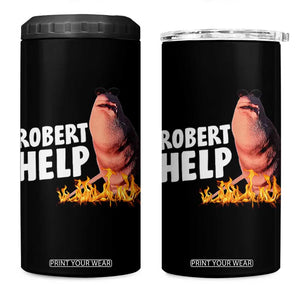 Marcus The Worm 4 in 1 Can Cooler Tumbler Funny Brainrot Meme Robert Help TS10 One Size: 16 oz Black Print Your Wear