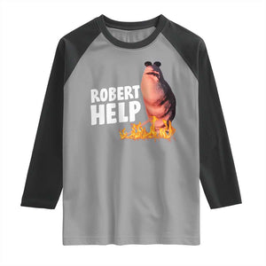 Marcus The Worm Raglan Shirt Funny Brainrot Meme Robert Help TS10 Sport Gray Black Print Your Wear