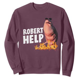 Marcus The Worm Sweatshirt Funny Brainrot Meme Robert Help TS10 Maroon Print Your Wear
