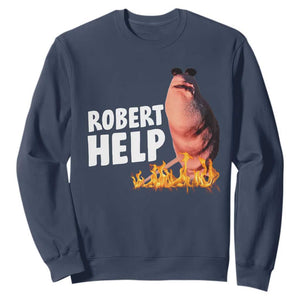 Marcus The Worm Sweatshirt Funny Brainrot Meme Robert Help TS10 Navy Print Your Wear