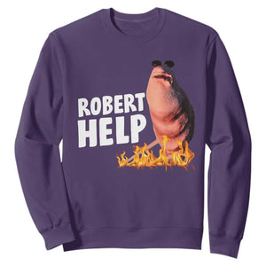 Marcus The Worm Sweatshirt Funny Brainrot Meme Robert Help TS10 Purple Print Your Wear