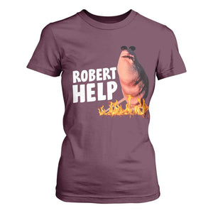 Marcus The Worm T Shirt For Women Funny Brainrot Meme Robert Help TS10 Maroon Print Your Wear