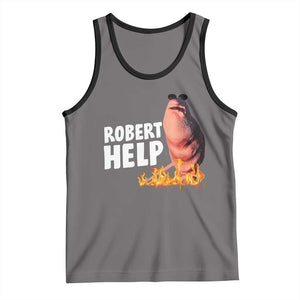 Marcus The Worm Tank Top Funny Brainrot Meme Robert Help TS10 Deep Heather Black Print Your Wear