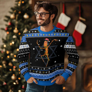 Marcus The Worm Christmas Hanukkah Ugly Sweater Internet Weirdcore Brainrot Humor TS10 Black Blue Print Your Wear