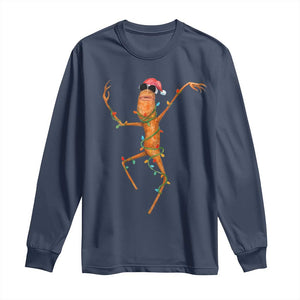 Marcus The Worm Christmas Long Sleeve Shirt Internet Weirdcore Brainrot Humor TS10 Navy Print Your Wear