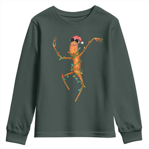 Marcus The Worm Christmas Youth Sweatshirt Internet Weirdcore Brainrot Humor TS10 Dark Forest Green Print Your Wear