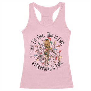 Marcus The Worm Christmas Meme Racerback Tank Top I'm Fine Everything is Fine TS10 Light Pink Print Your Wear