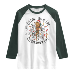 Marcus The Worm Christmas Meme Raglan Shirt I'm Fine Everything is Fine TS10 White Dark Forest Green Print Your Wear