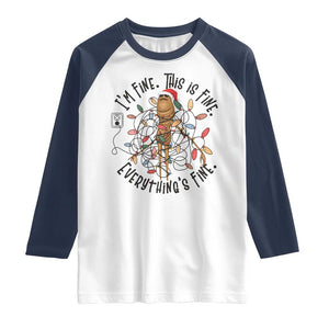 Marcus The Worm Christmas Meme Raglan Shirt I'm Fine Everything is Fine TS10 White Navy Print Your Wear