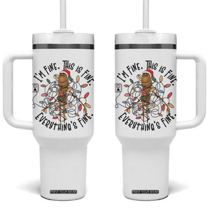 Marcus The Worm Christmas Meme Tumbler With Handle I'm Fine Everything is Fine TS10 One Size: 40 oz White Print Your Wear
