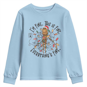 Marcus The Worm Christmas Meme Youth Sweatshirt I'm Fine Everything is Fine TS10 Light Blue Print Your Wear