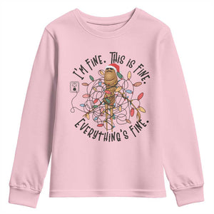 Marcus The Worm Christmas Meme Youth Sweatshirt I'm Fine Everything is Fine TS10 Light Pink Print Your Wear
