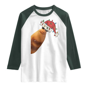 Marcus The Worm Christmas Raglan Shirt Funny Internet Brainrot Meme TS10 White Dark Forest Green Print Your Wear