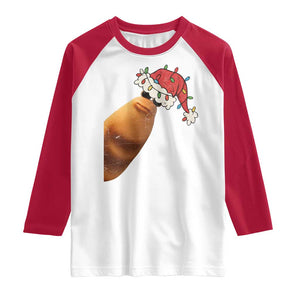 Marcus The Worm Christmas Raglan Shirt Funny Internet Brainrot Meme TS10 White Red Print Your Wear