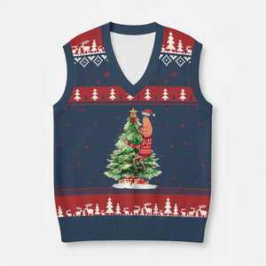Marcus The Worm Xmas V-Neck Knit Sweater Vest Funny Brain Rot Meme TS10 Navy Red Print Your Wear
