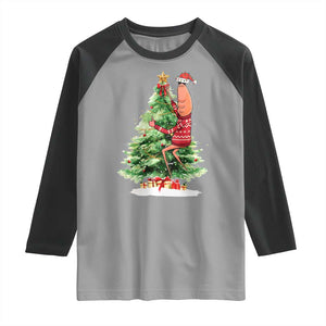 Marcus The Worm Christmas Raglan Shirt Funny Brain Rot Meme TS10 Sport Gray Black Print Your Wear