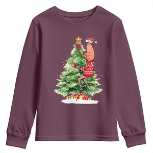Marcus The Worm Christmas Youth Sweatshirt Funny Brain Rot Meme TS10 Maroon Print Your Wear