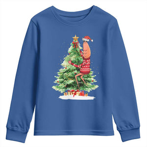 Marcus The Worm Christmas Youth Sweatshirt Funny Brain Rot Meme TS10 Royal Blue Print Your Wear