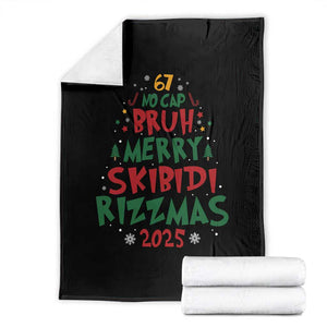 Funny Six Seven 67 Meme Christmas Tree Throw Blanket Funny 6 7 Bruh Gen Alpha Slang Viral Meme TS10 Black Print Your Wear