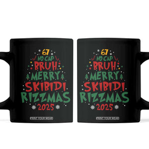 Funny Six Seven 67 Meme Christmas Tree Coffee Mug Funny 6 7 Bruh Gen Alpha Slang Viral Meme TS10 Black Print Your Wear