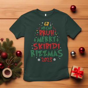 Funny Six Seven 67 Meme Christmas Tree T Shirt Funny 6 7 Bruh Gen Alpha Slang Viral Meme TS10 Dark Forest Green Print Your Wear