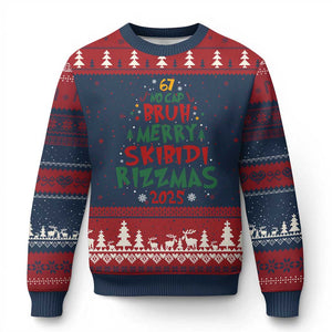 Funny Six Seven 67 Meme Xmas Tree Ugly Christmas Sweater Funny 6 7 Bruh Gen Alpha Slang Viral Meme TS10 Navy Red Print Your Wear